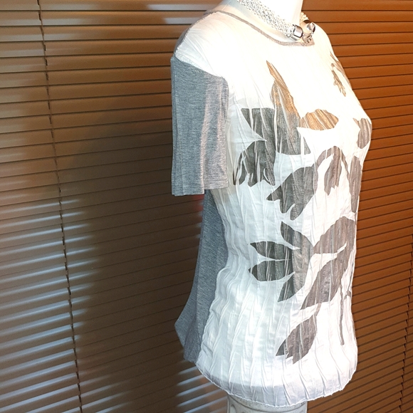 Zara Tee silver print T-Shirt great w. jeans & blazer, stretchy fits sizes S M L - Picture 3 of 12
